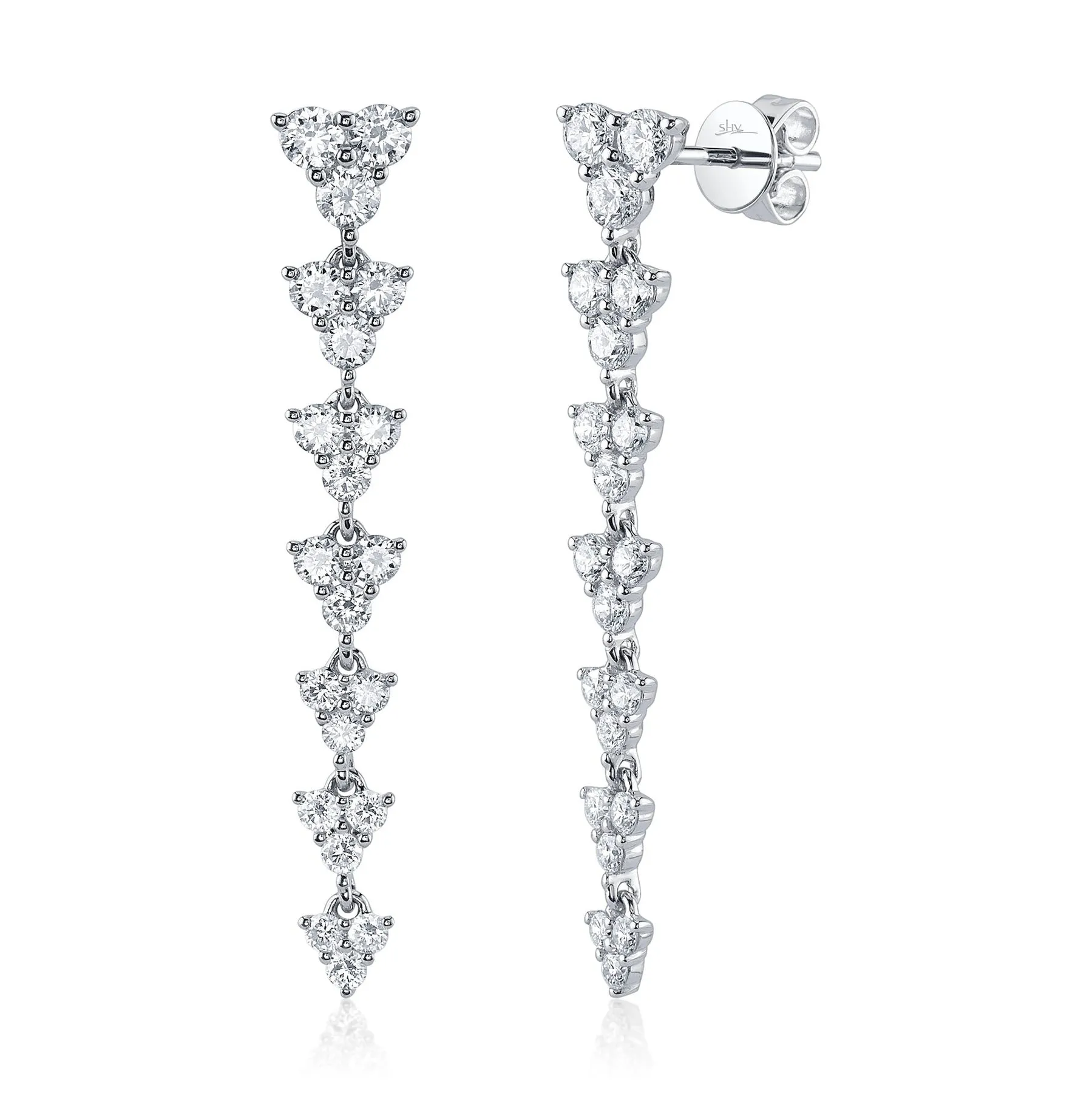 14K Gold Diamond Trinity Drop Earrings