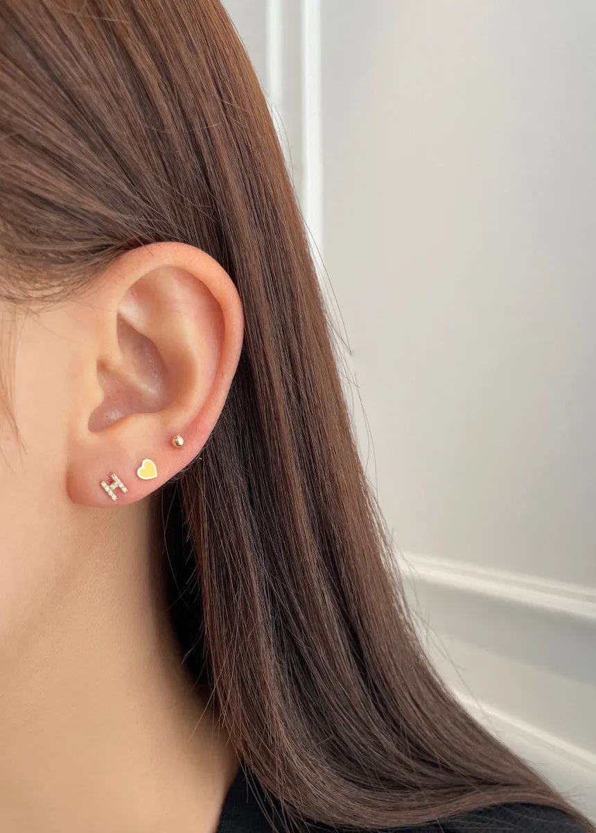 14K Real Gold Alphabet Initial Tragus Cartilage Forward Helix Conch Earring 8MM Bar Length Piercing