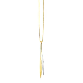 14k Two Tone Gold Necklace with Polished Oval and Chain Pendantrx43603-18-rx43603-18