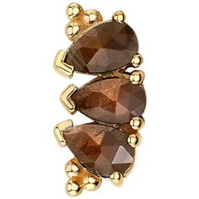 3 Gem Pear Panaraya Threaded End in Gold with Rose Cut Zawadi Sapphires