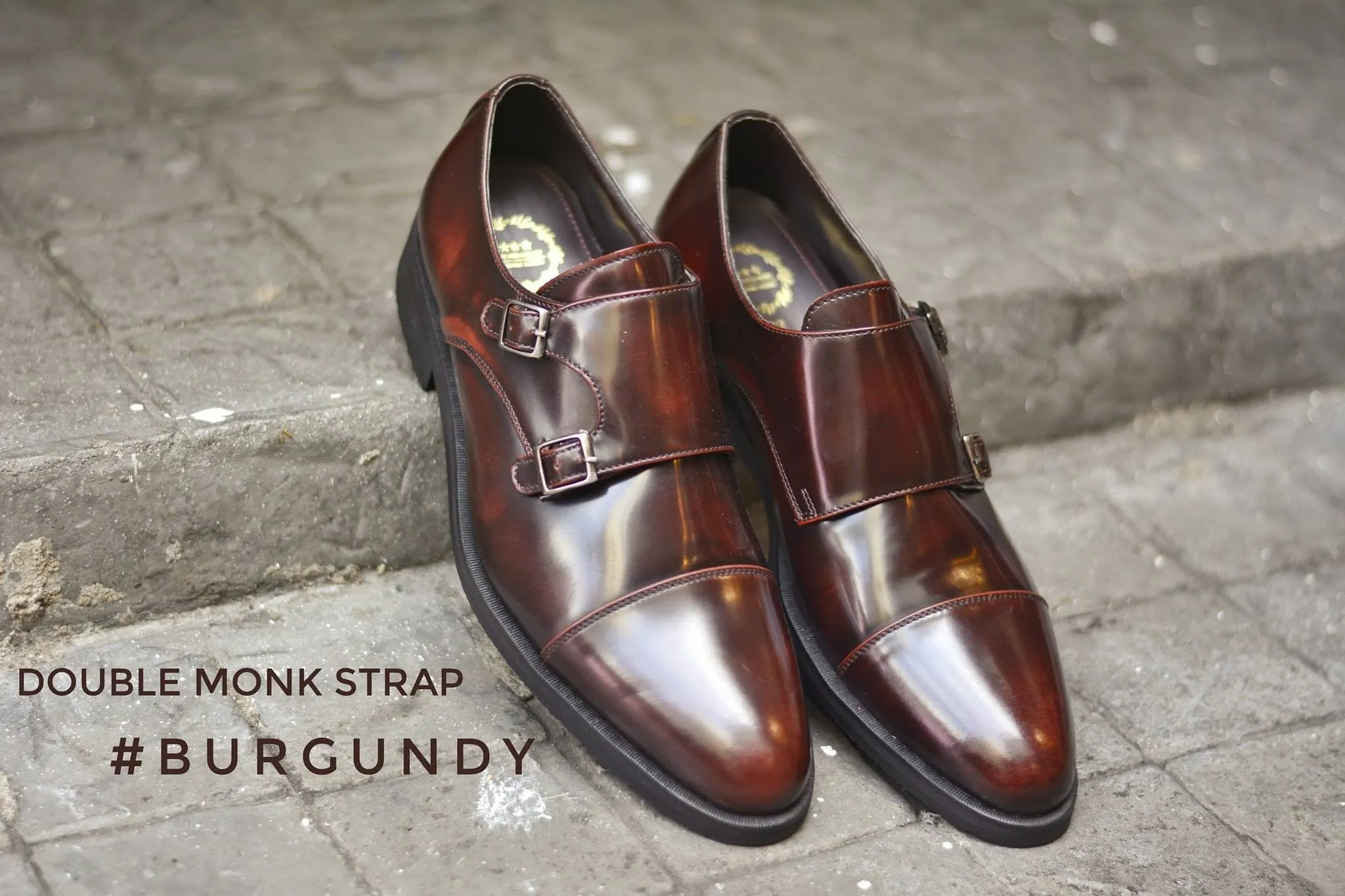 504 New Double Monk Strap Burgundy