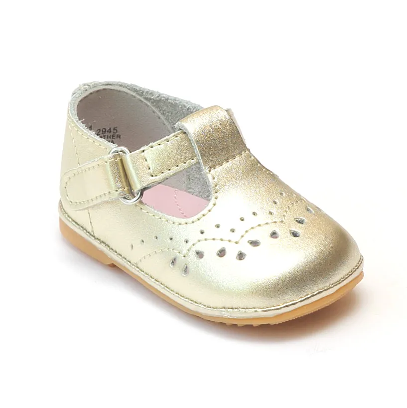 Angel Baby Girls Gold T-Strap Mary Janes