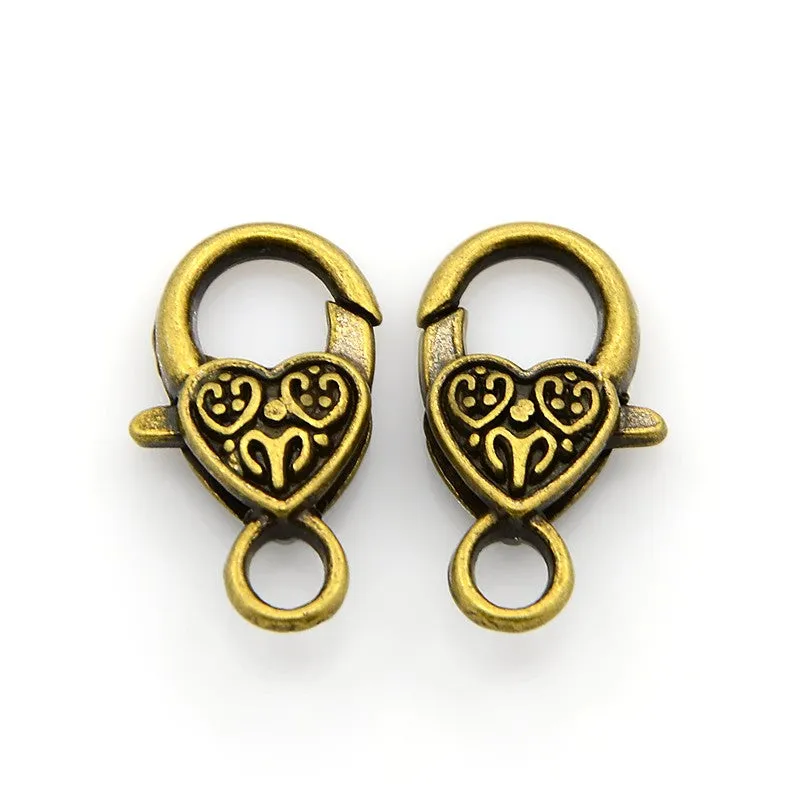 Antique Gold Heart Trigger Clasp 12x26mm (5 pcs)