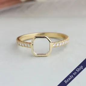 Asscher Portrait Cut Diamond Ring