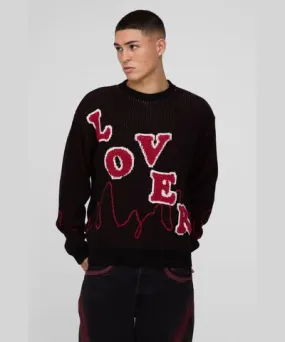 boohoo Mens Oversized Boxy Lover Textured Knitted Sweater