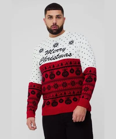 boohoo Mens Plus Merry Christmas Sweater