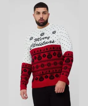 boohoo Mens Plus Merry Christmas Sweater