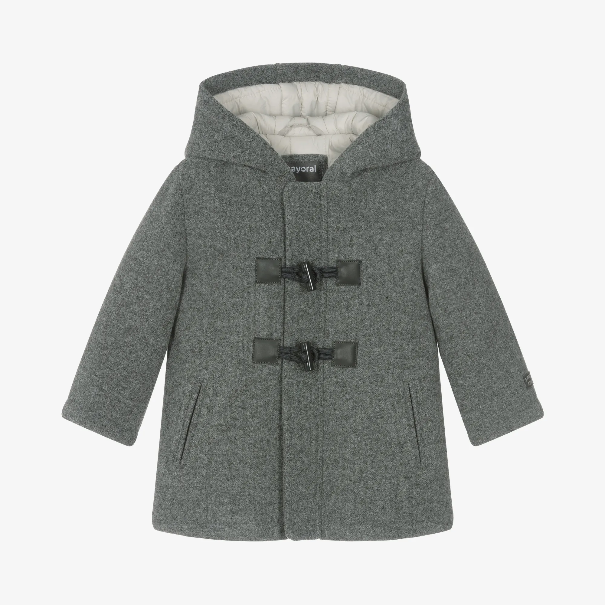 Boys Grey Hooded Duffle Coat