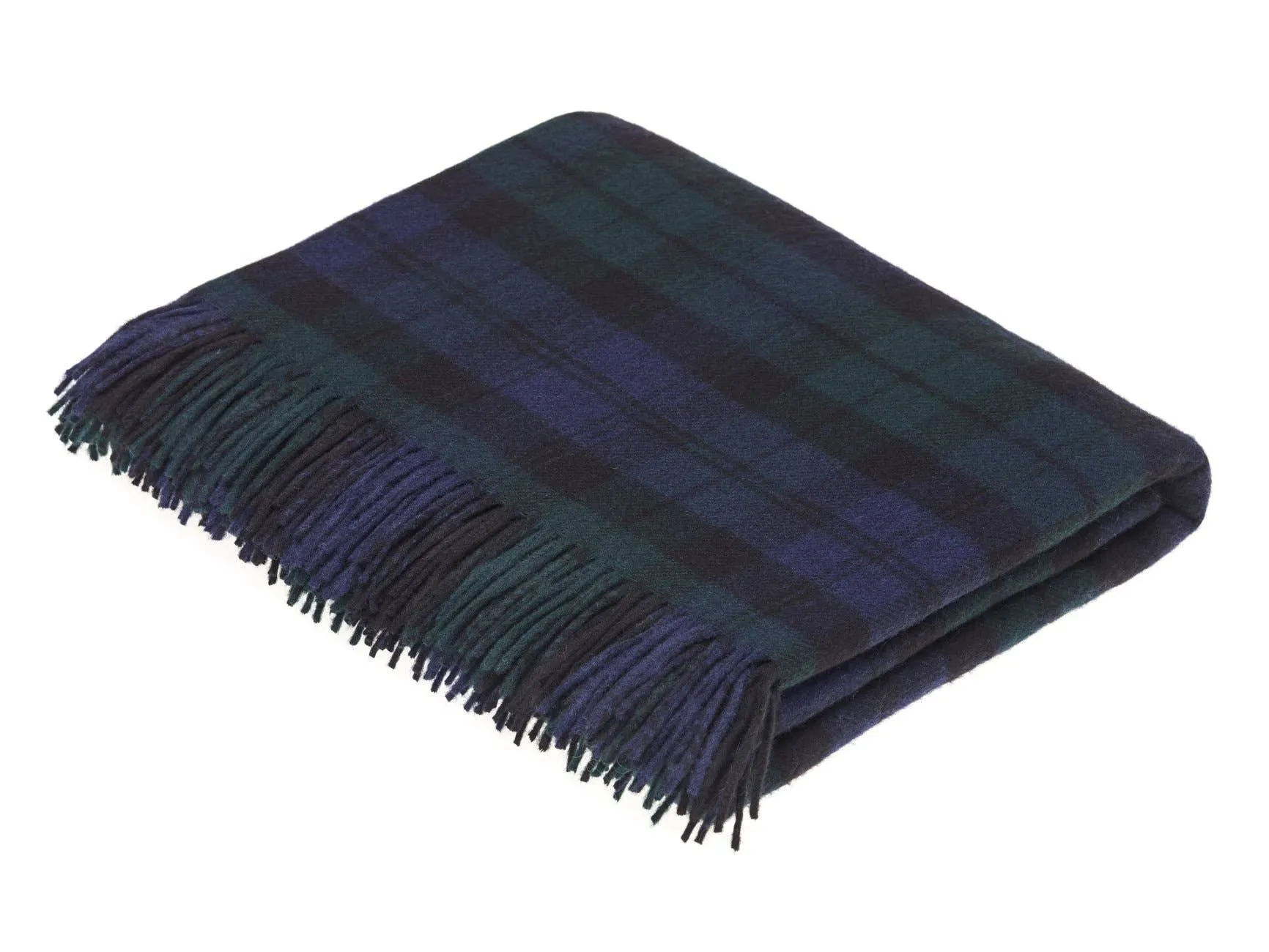 Bronte Moon - Tartan Plaid-Merino Lambswool - Clan Campbell Black Watch Throw Blanket-Made in England