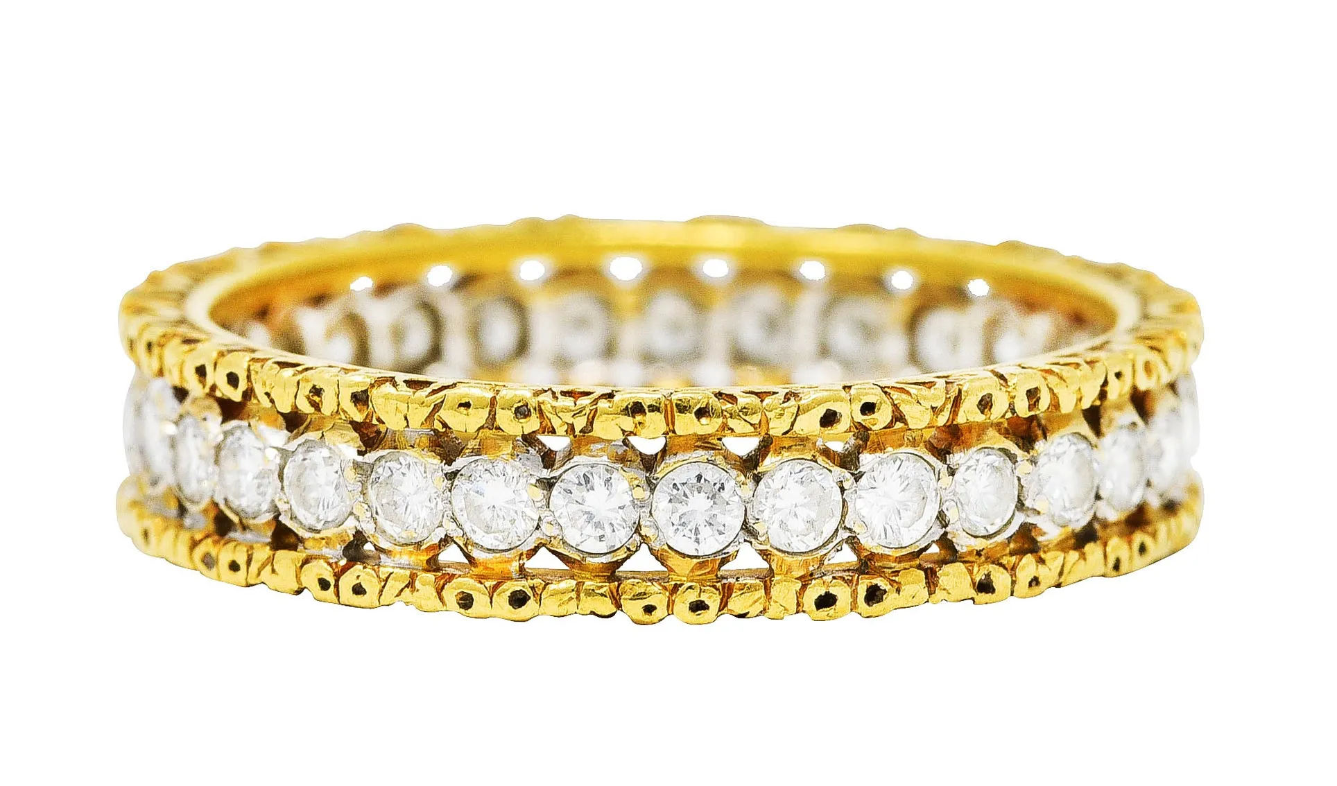 Buccellati Italy 1.00 CTW Diamond 18 Karat Two-Tone Gold Rombi Eternelle Band Ring