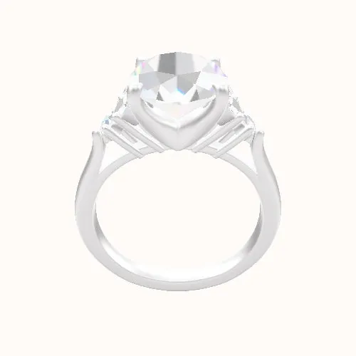 Cathedral Band with Marquise & Round Sidestones Engagement Ring With Four Prong Head
