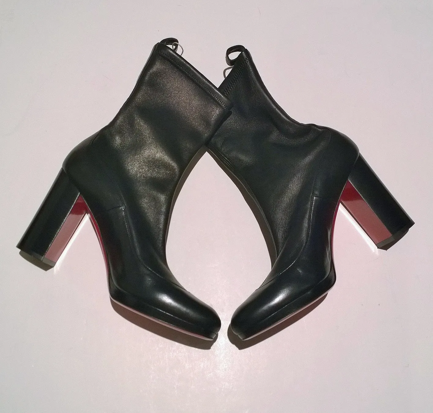 Christian Louboutin Contrevent 100 Black Stretch Nappa Leather Ankle Boots Heels Platform