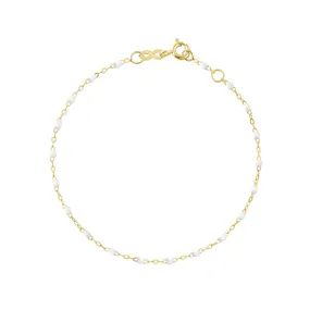 Classic Gigi White Anklet, Yellow Gold, 9.4