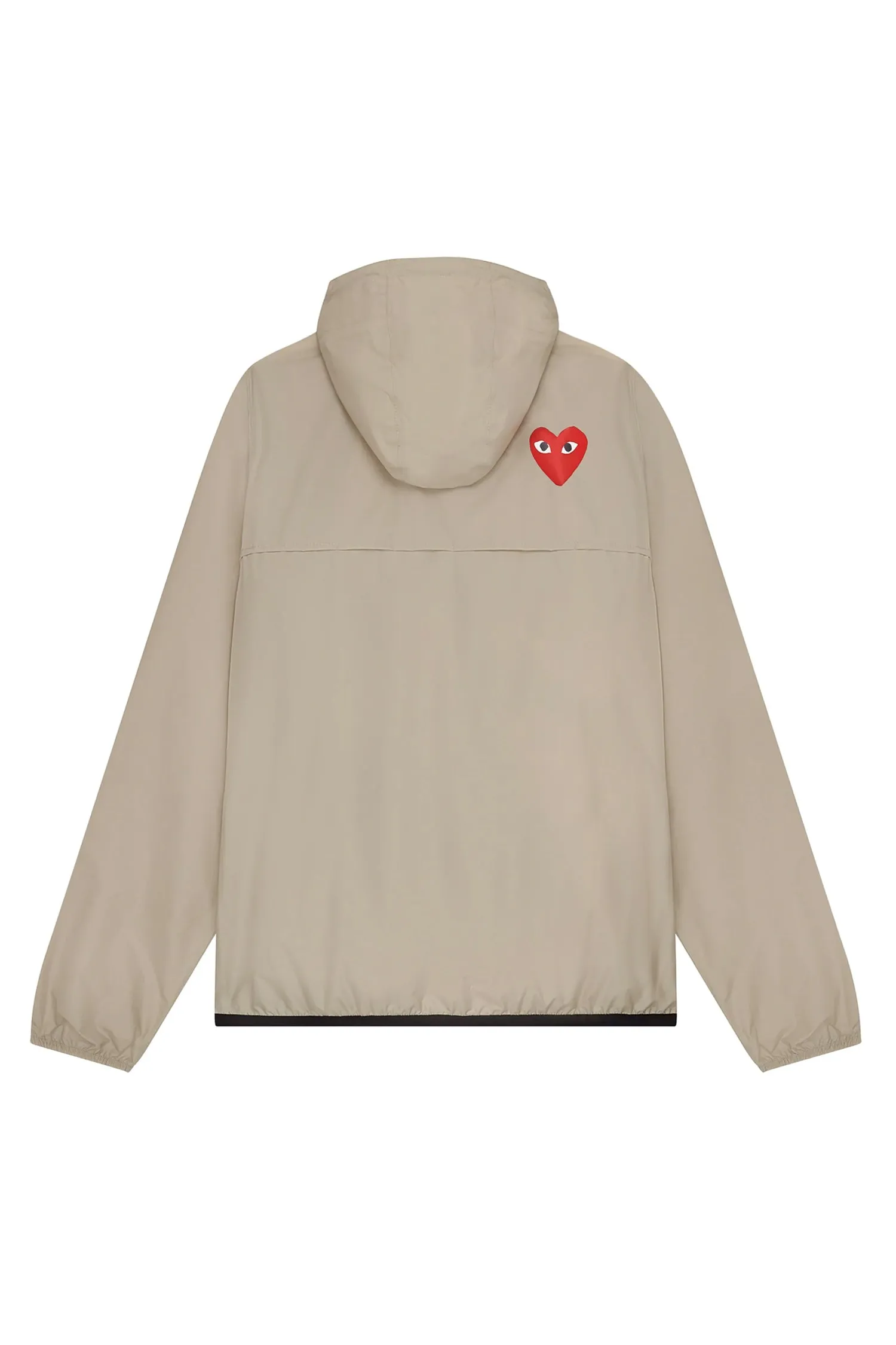 COMME des GARÇONS PLAY   K-WAY HOODIE HALF ZIP IN BEIGE