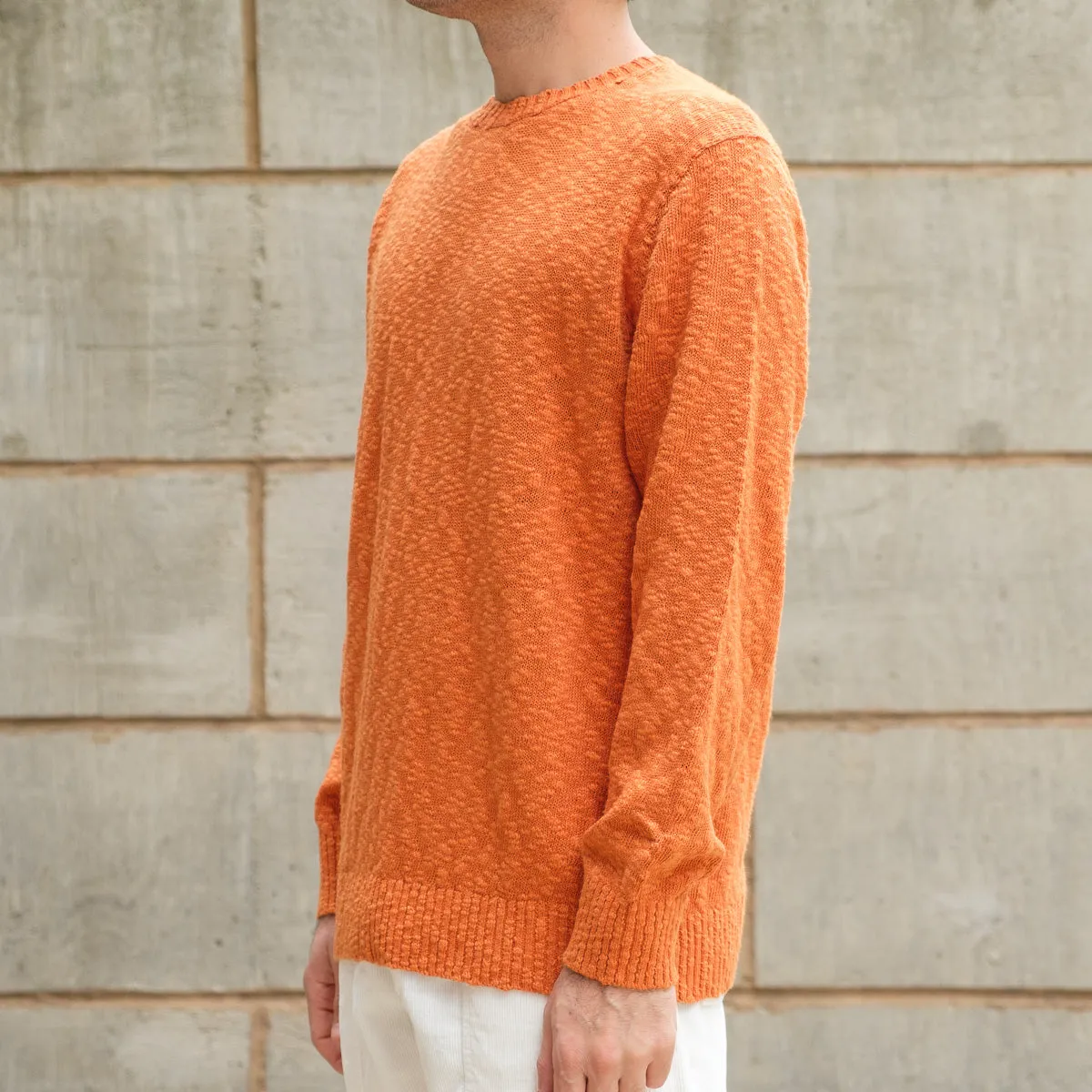 Crew Cotton Hemp 5g Sweater in Orange