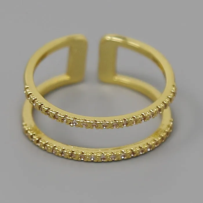 Cubic Zirconia Pave Adjustable Ring
