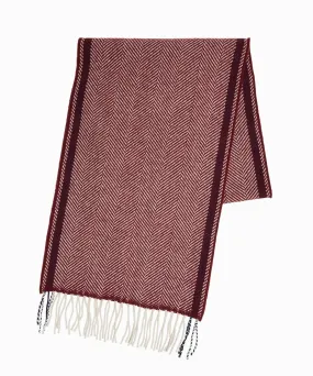 Drake's Lambswool Herringbone Scarf in Wine