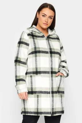 Evans Green Hooded Check Coat