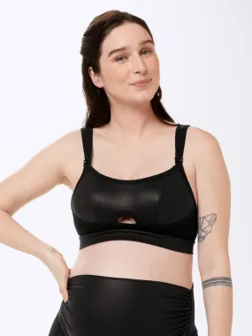 Faux Leather: Power Peek-A-Boo Nursing Sports Bra 2.0