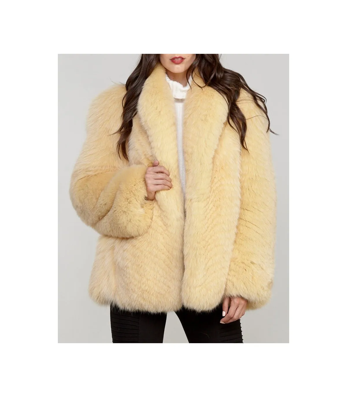 Fox Fur Coat in Yellow: FurSource.com