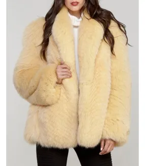 Fox Fur Coat in Yellow: FurSource.com