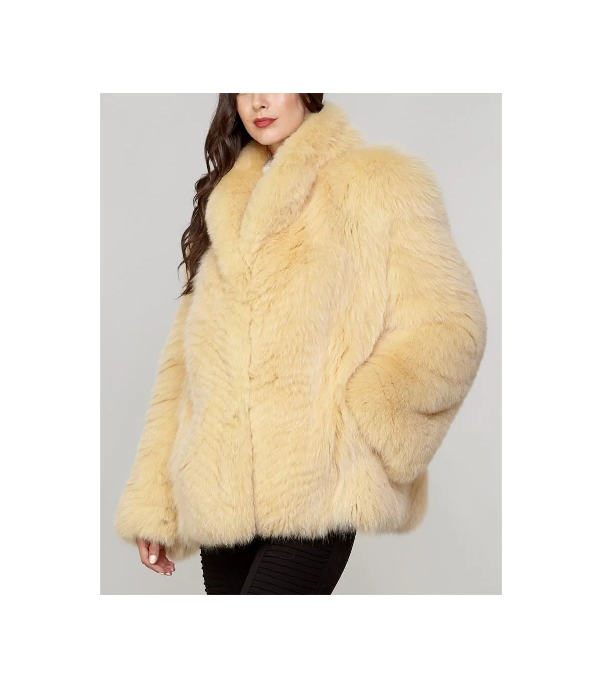 Fox Fur Coat in Yellow: FurSource.com