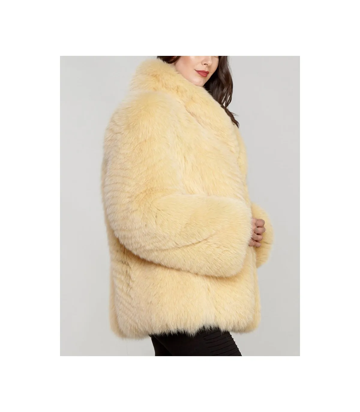 Fox Fur Coat in Yellow: FurSource.com