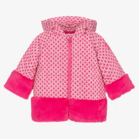 Girls Pink Heart Hooded Coat