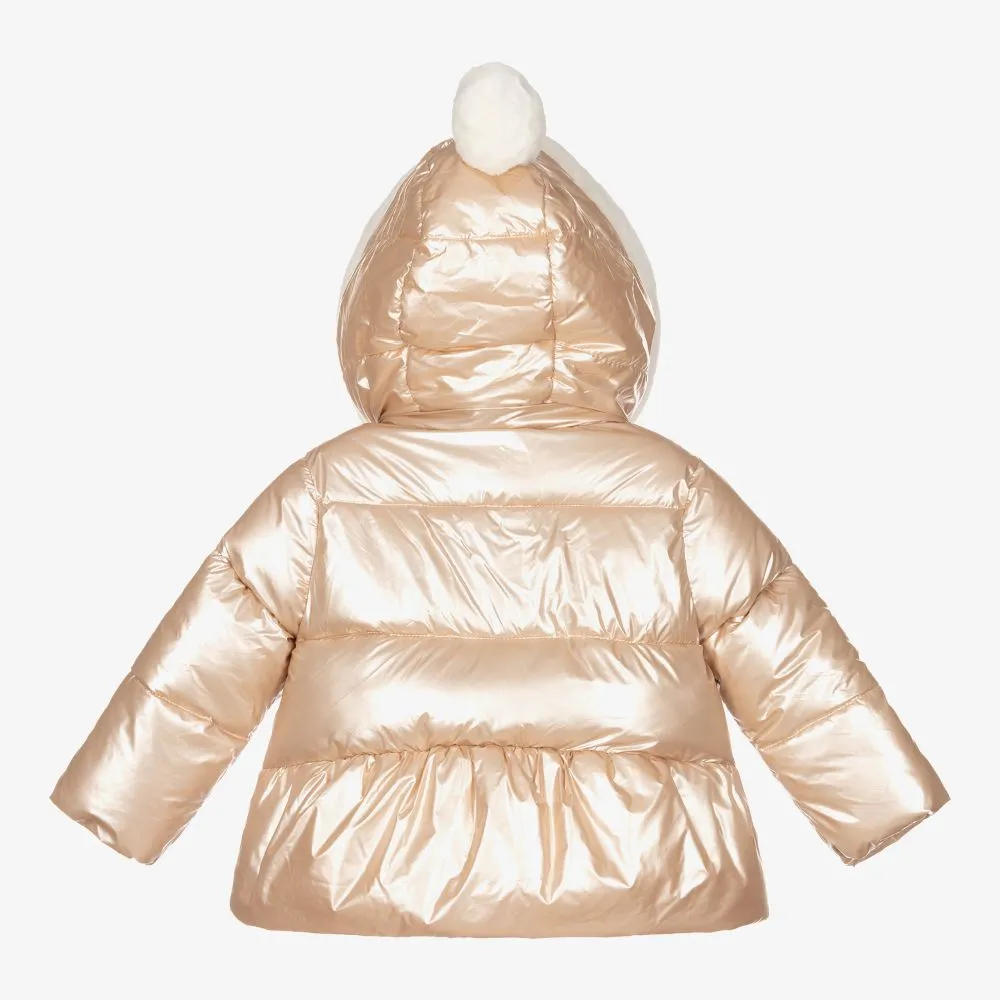 Gold Hooded Baby Puffer Coat