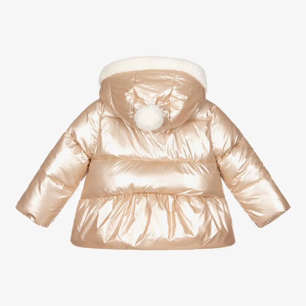 Gold Hooded Baby Puffer Coat