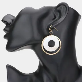 iLLASPARKZ Open Metal Circle Cut Out Round Mother of Pearl Layered Dangle Earrings