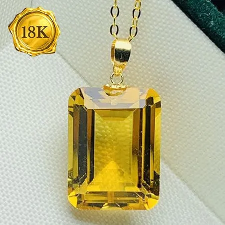 INCREDIBLELY RARE ! HUGE 8.00 CT CITRINE 18KT SOLID GOLD PENDANT