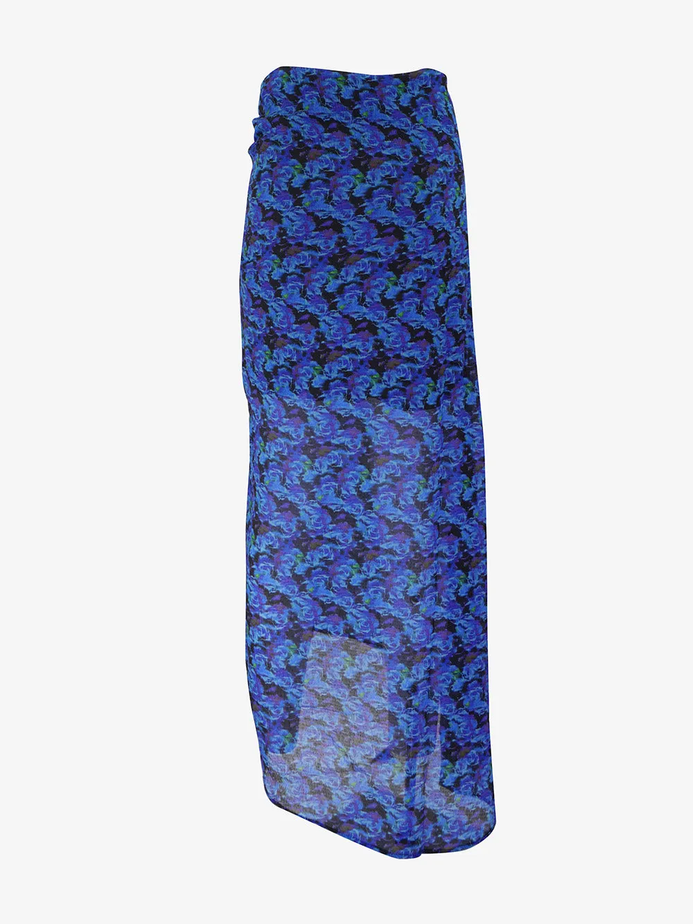 Iro - Gonna midi a fiori con fondo asimmetrico e drappeggio laterale modello Neptune