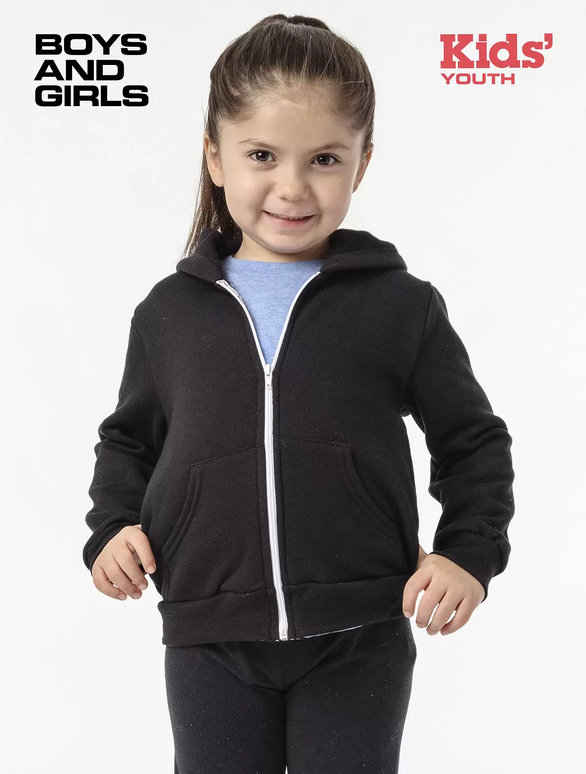 Los Angeles Apparel F2097 Kids Poly Cotton Plain Zip Hoody SKU: F2097