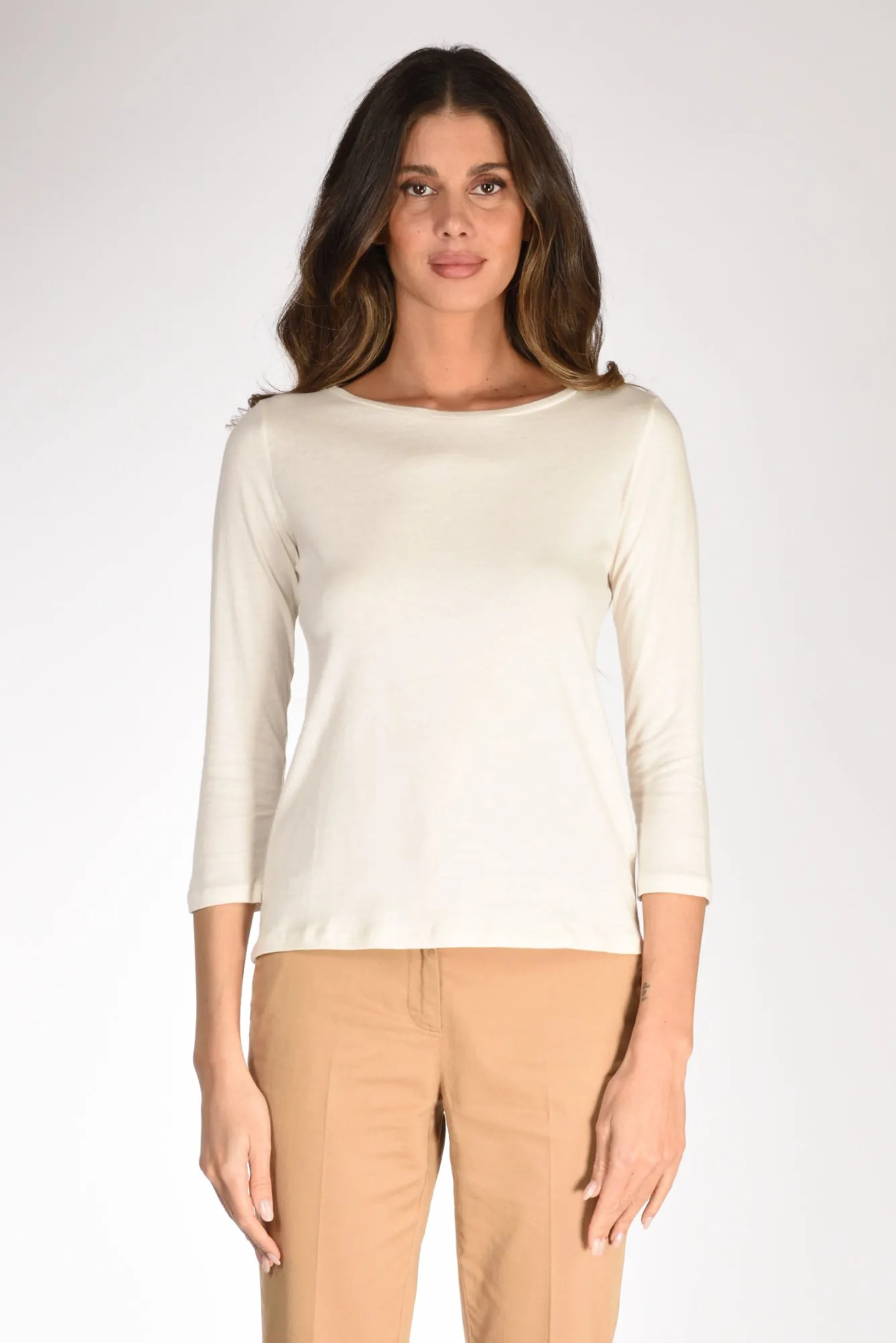 Majestic Filatures Paris Tshirt M. 3-4 Beige Chiaro Donna