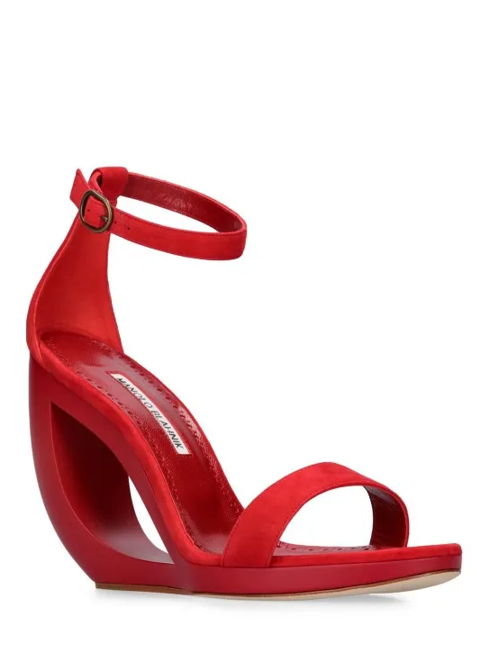 Manolo Blahnik   105mm Rocar suede wedge sandals 