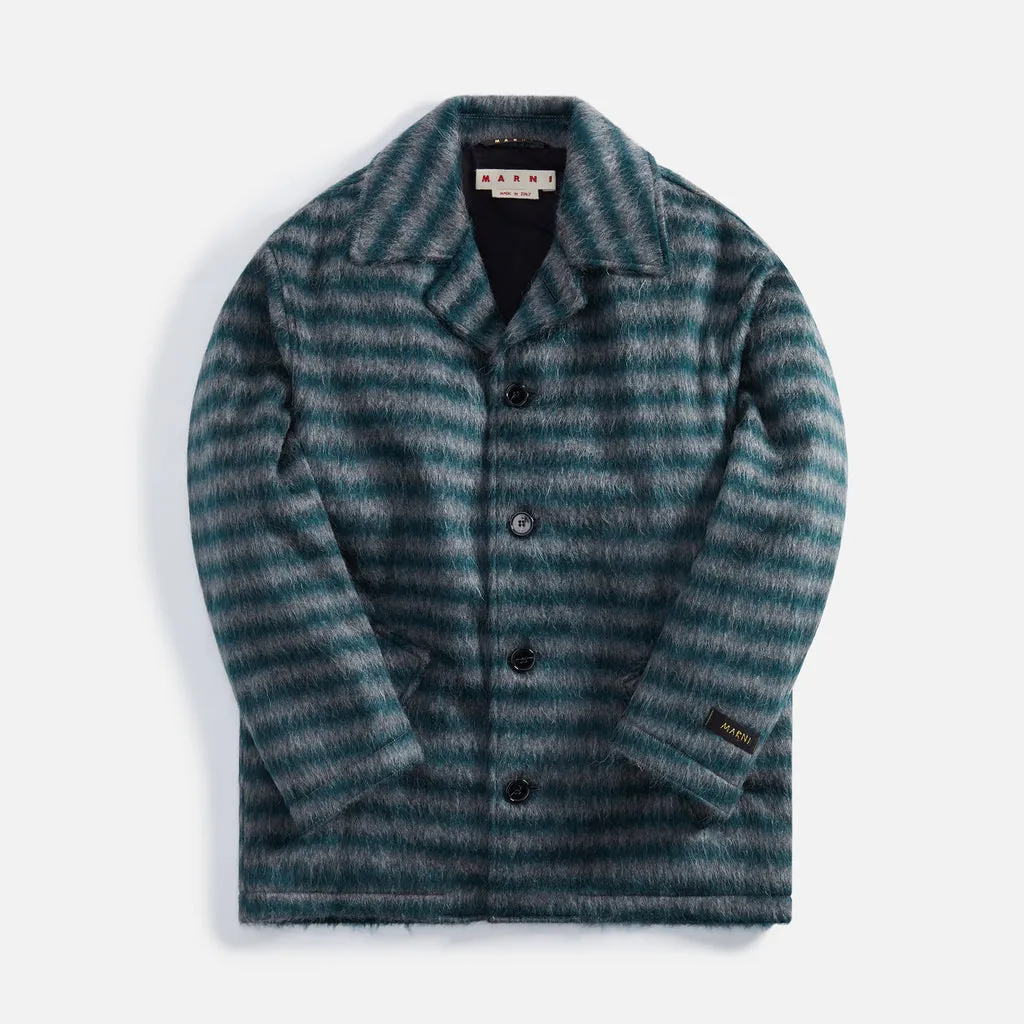 Marni     striped long mohair coat