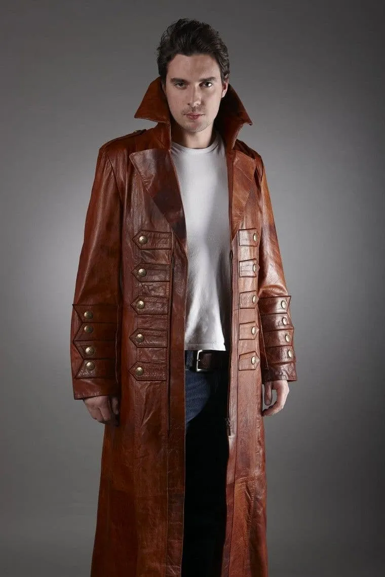 Men's Military Gothic Leather Coat