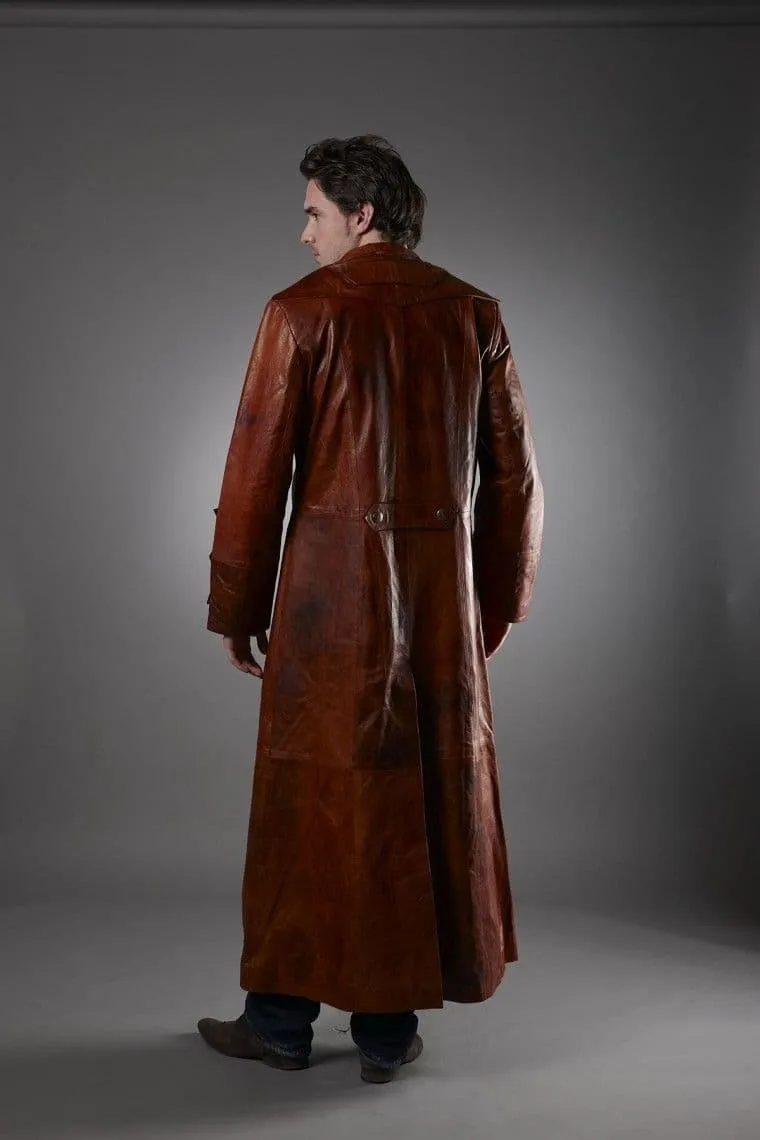 Men's Military Gothic Leather Coat