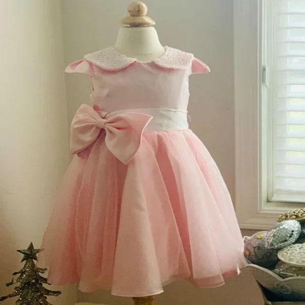 Mini Princess Pearl And Blush Rose Dress - Priority Shipping