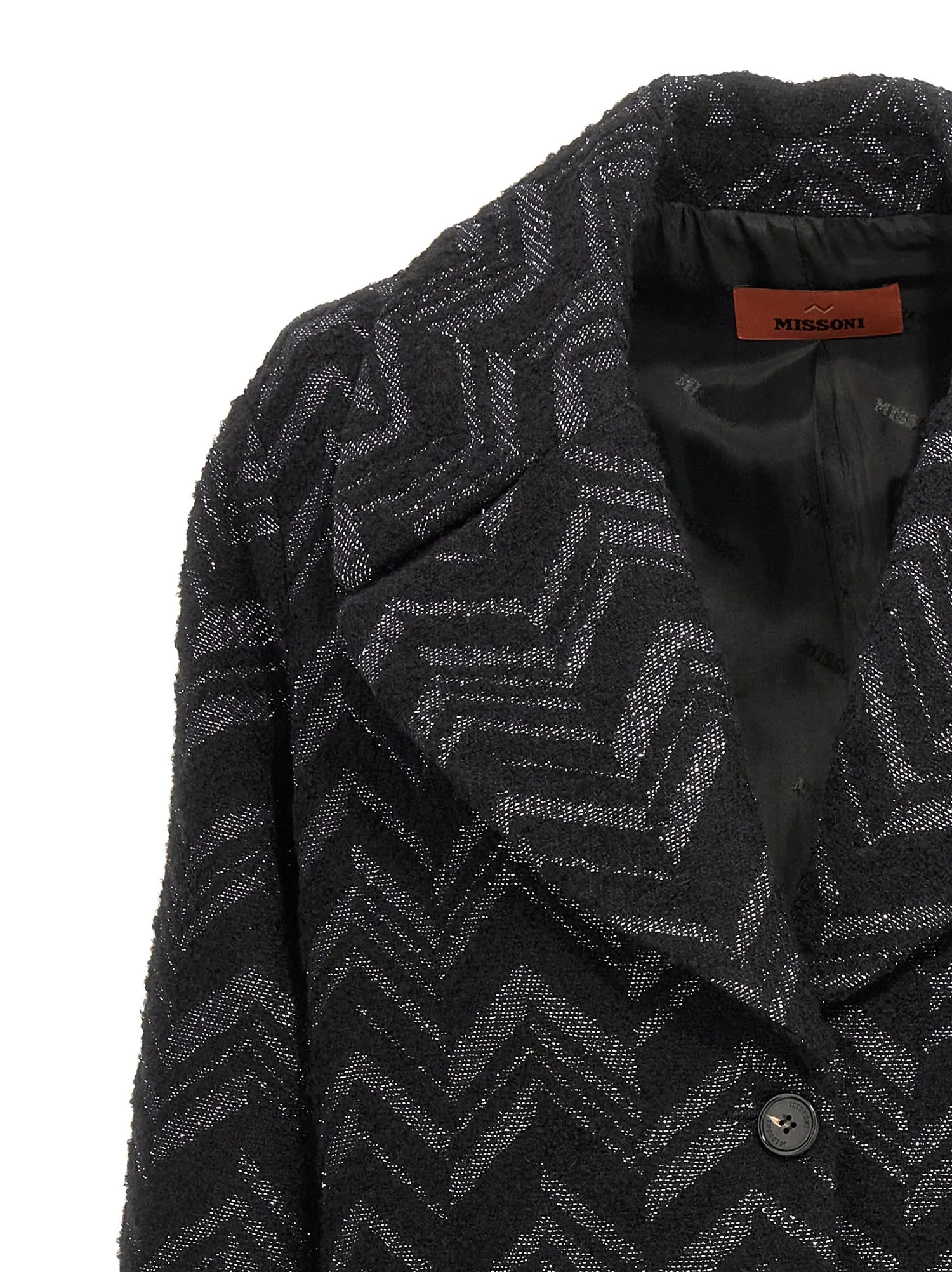 Missoni    Missoni Single Breasted Chevron Lamé Coat