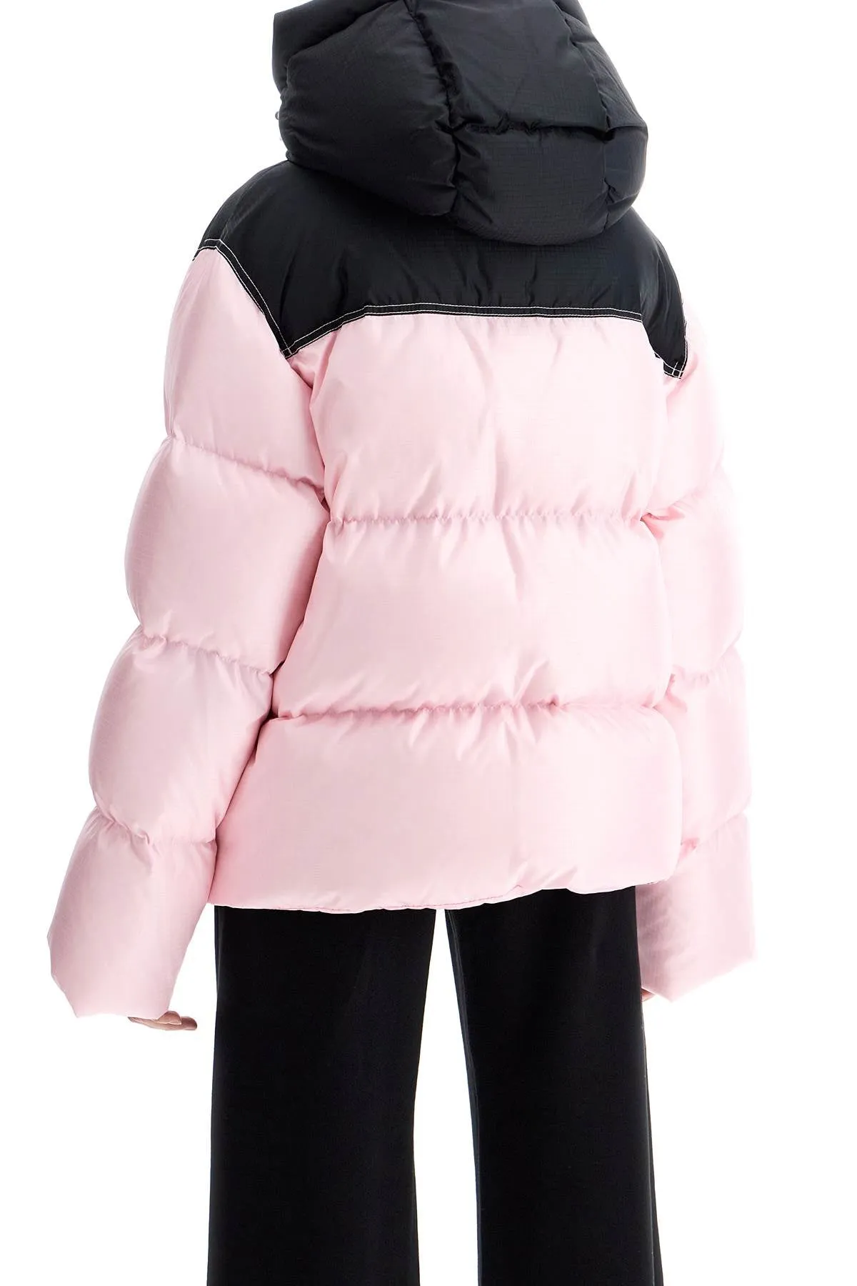 OFF-WHITE Color Block Quilted Down Jacket with Hood