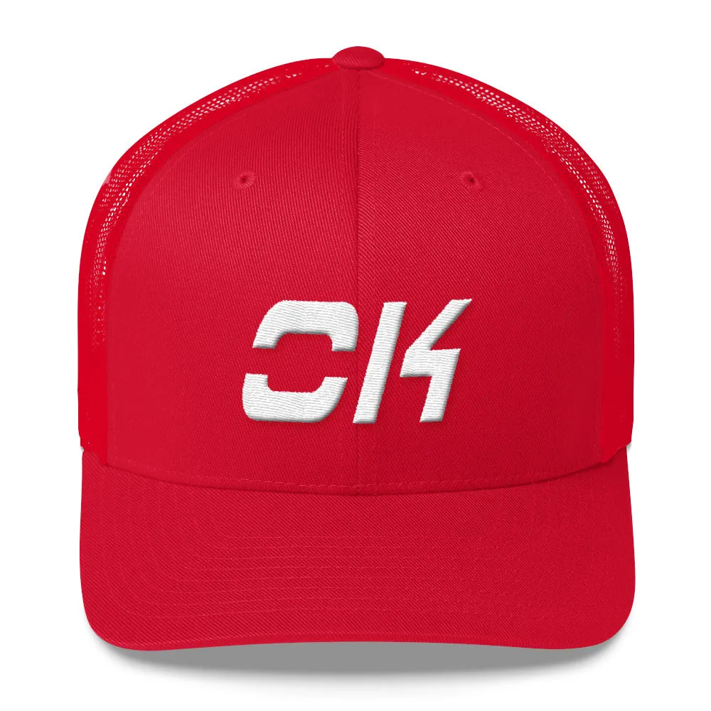 Oklahoma - Mesh Back Trucker Cap - White Embroidery - OK - Many Hat Color Options Available