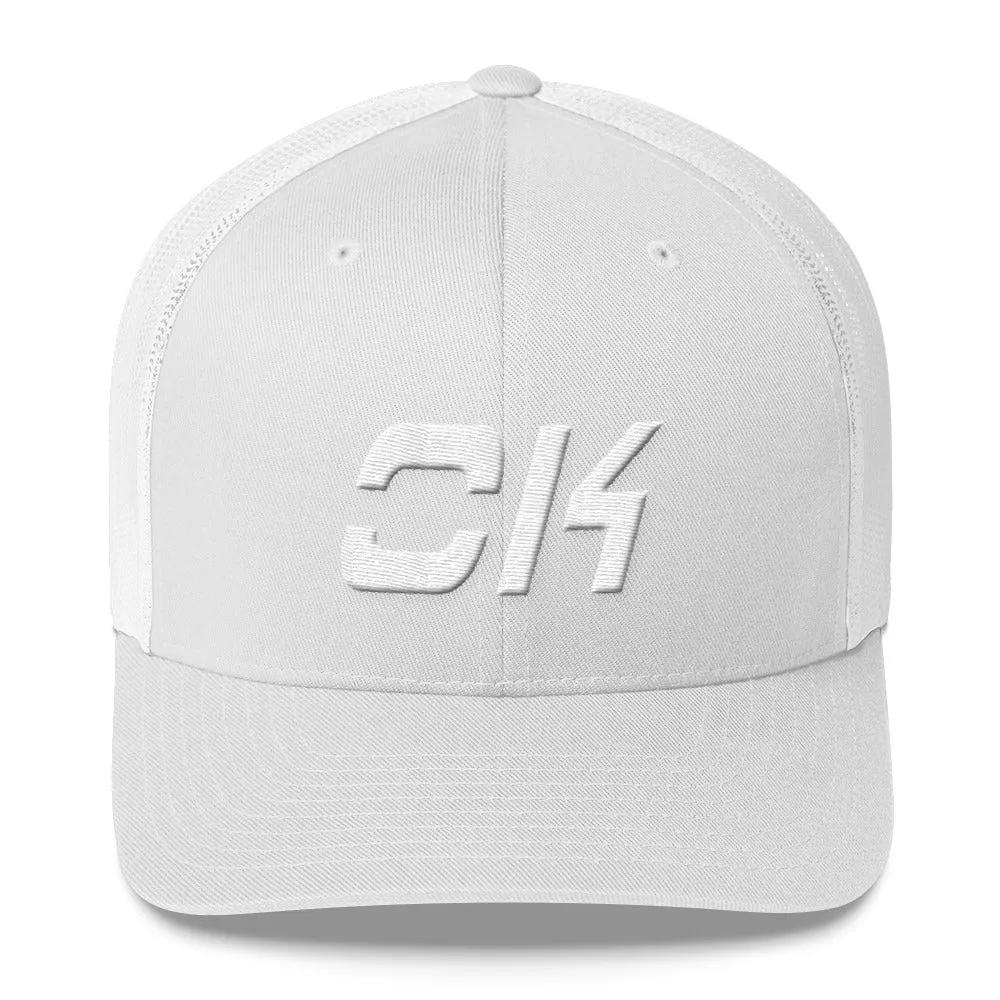 Oklahoma - Mesh Back Trucker Cap - White Embroidery - OK - Many Hat Color Options Available