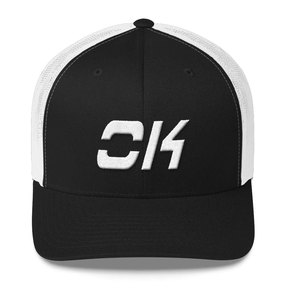 Oklahoma - Mesh Back Trucker Cap - White Embroidery - OK - Many Hat Color Options Available