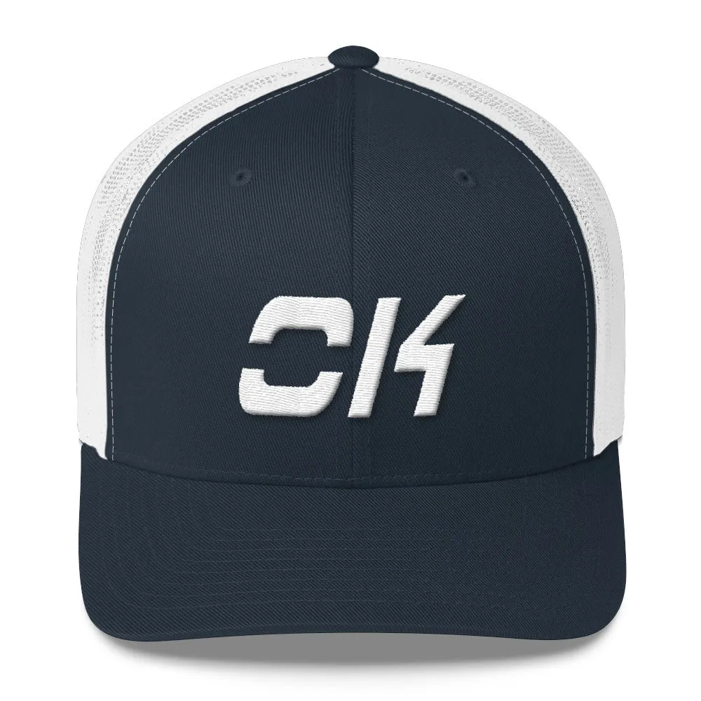 Oklahoma - Mesh Back Trucker Cap - White Embroidery - OK - Many Hat Color Options Available