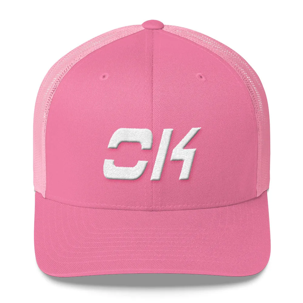 Oklahoma - Mesh Back Trucker Cap - White Embroidery - OK - Many Hat Color Options Available