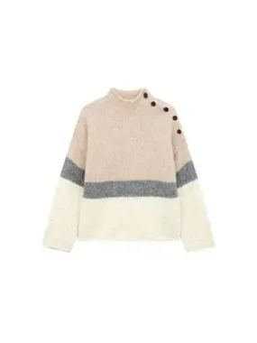 Overseas Station Season Big Chance 8 18 Women s Color Block Alpaca Sweater Beige 270440