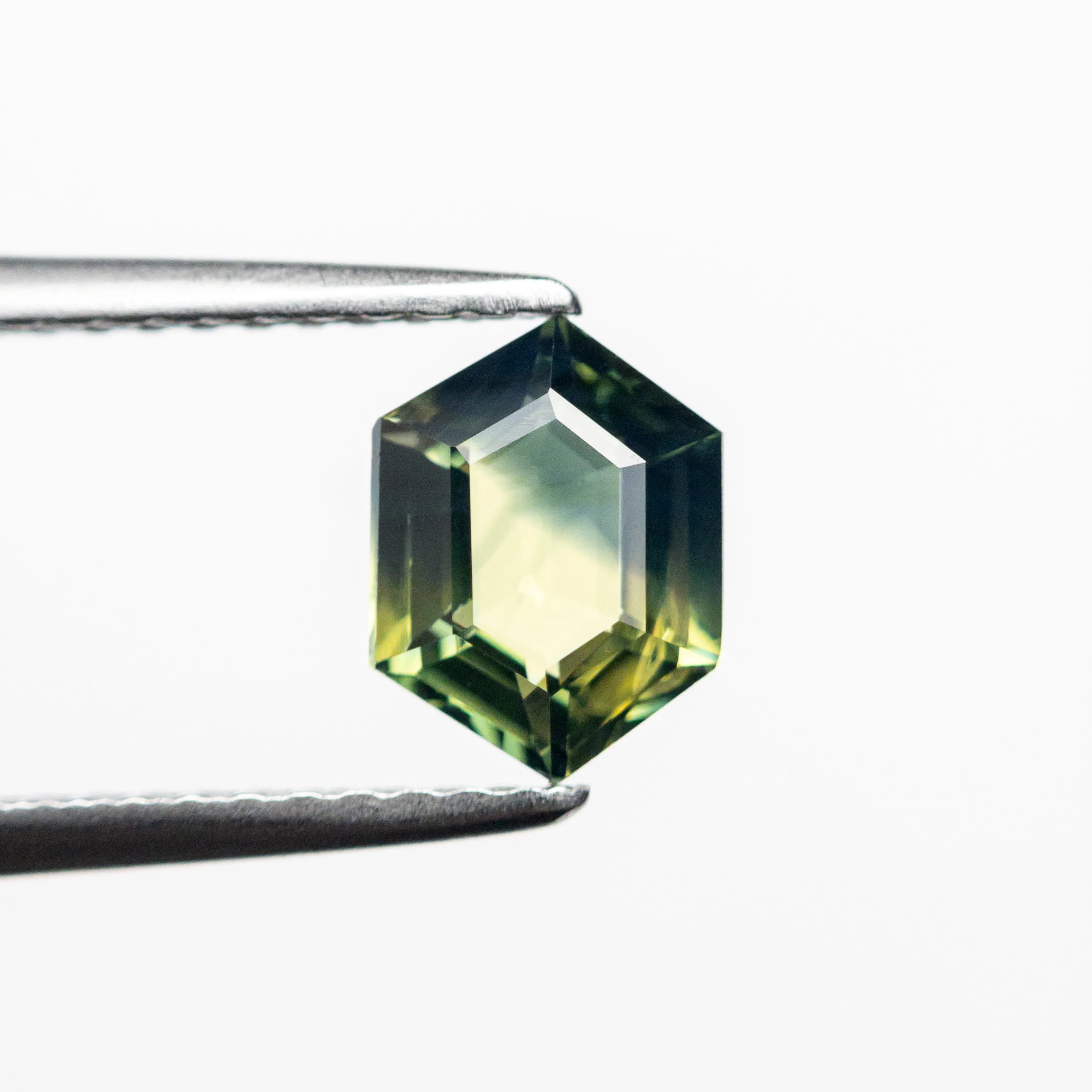 Parti Teal-Yellow Step Cut Sapphire - 1.05ct Hexagon