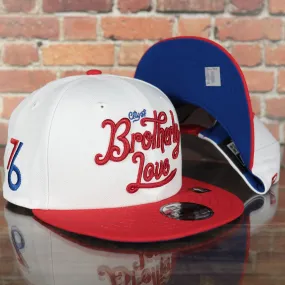 Philadelphia 76ers 2022 City Edition City Of Brotherly Love Blue Bottom Youth 9Fifty Side Patch Snapback Cap | New Era, White